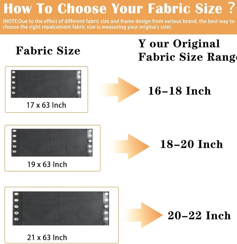 Luccov 17" 19" 21" Wide Zero Gravity Chair Replacement Fabric, Repair Cloth with 4 Gravity Chair Replacement Cord Screws Kit, Zero Gravity Chair Accessories for Sling Patio Lawn Lounge Chair, Black - Image 4